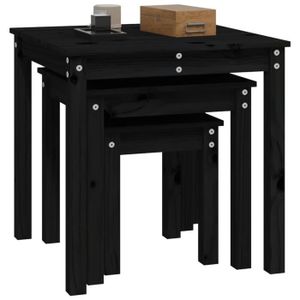 TABLE GIGOGNE RHO - Tables gigognes 3 pcs Noir Bois de pin massi