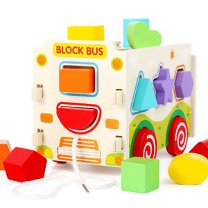 TABLE JOUET D'ACTIVITÉ Jouet en bois pour enfants bloc de bus amovible jouet cognitif couleur pour enfants