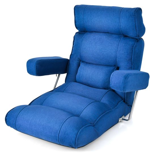 Fauteuil De Salon Rembourré, Fauteuil Scandinave Avec Pied En Bois Massif Charge 120 Kg Bleu 91494018