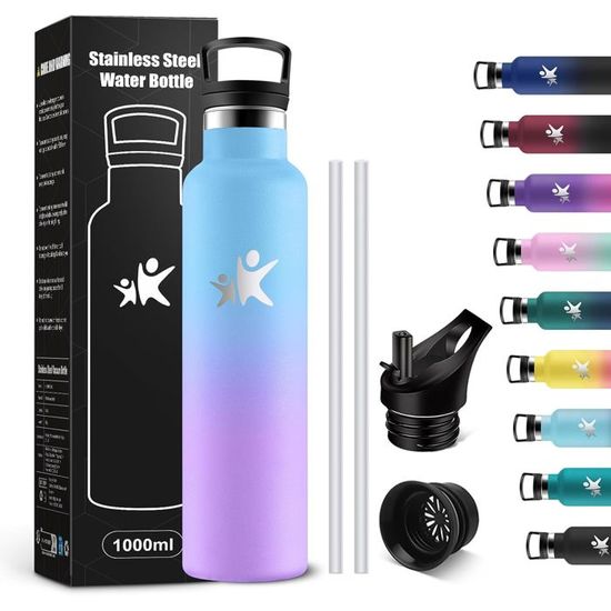 KollyKolla 1L, Gourde En Acier Inoxydable, Réutilisables