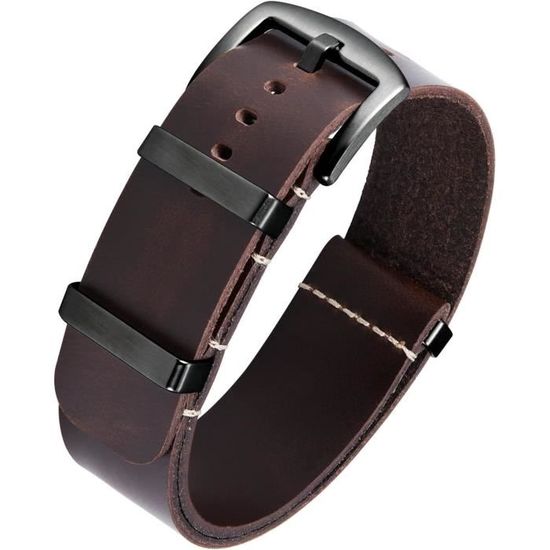 Bracelet Cuir Bleu Perforé 22mm – Montres Patrouille De France