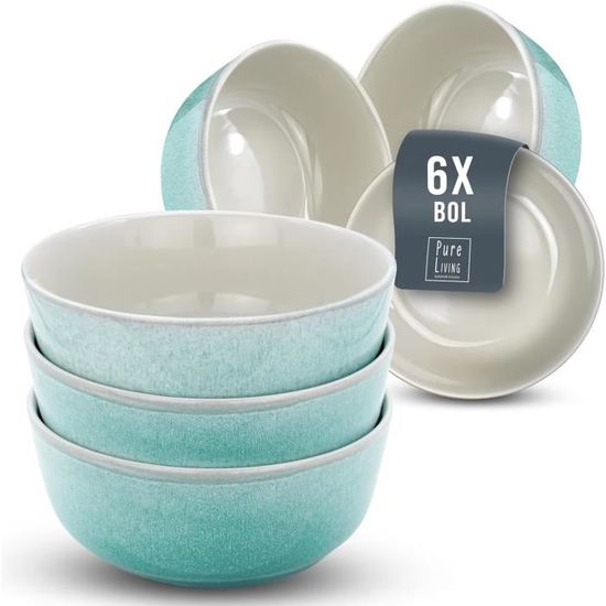 Lot 4 Bols Céramique 750 Ml MIAMIO Collection Oasis – Micro-ondes, Lave-vaisselle, Four – Soupe, Céréales, Salade