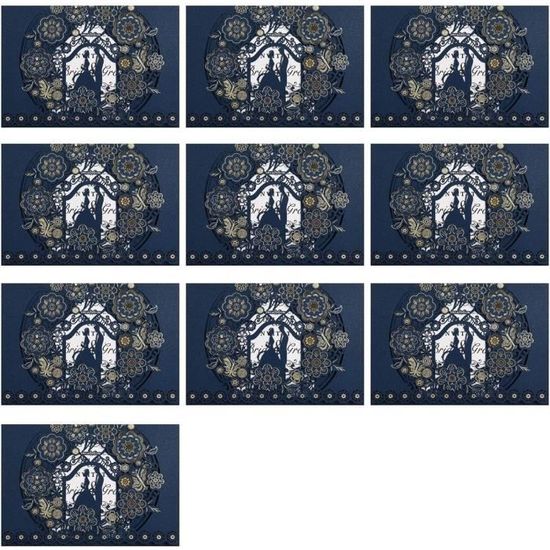 Cartes De Place Mariage Motif Rose Découpé - Lot De 10, 12x9 Cm, Papier Nacré - Vert Clair - 6
