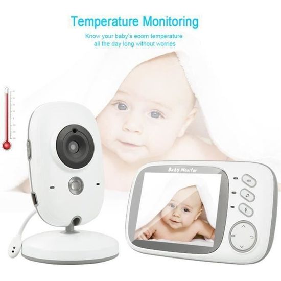 LUXS Bébé Moniteur 3.2" LCD Babyphone Vidéo Ecoute Camera Surveillance 2.4 GHz Bidirectionnelle Vidéo Vision Nocturne