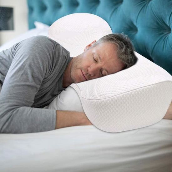 Oreiller ergonomique cervical à mémoire de forme anti-douleur 74X48cm  oreiller confort du sommeil orthopédique respirant lavable - Cdiscount  Maison