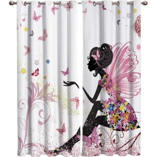 Lot de 2 rideaux unis avec œillets - 140 x 240 cm - noir
