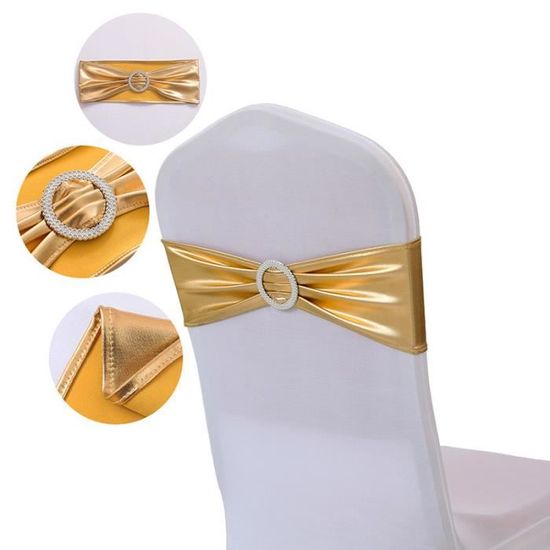 Lot De 25 Rubans Pailletés Extensibles Pour Chaises – 15.2x35.6 Cm, Polyester/élasthanne, Décoration Mariage Et événement
