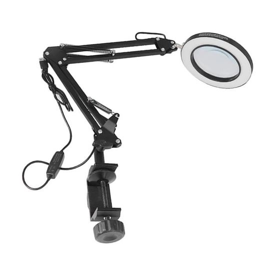 Station De Loupe Pour Soudage Avec 3 Grossissements (2.5X, 7.5X, 10X) Et 5 LEDs - Support Avec Pince Et Emplacement Fer à Souder - Prise EU - 4