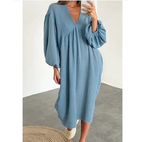 Robe Lin Grande Taille Robe Été Femme En Lin/Coton - Style Chic Et Décontracté - Manches Courtes - Grandes Tailles - Multicoloris Robe En Lin Habillée