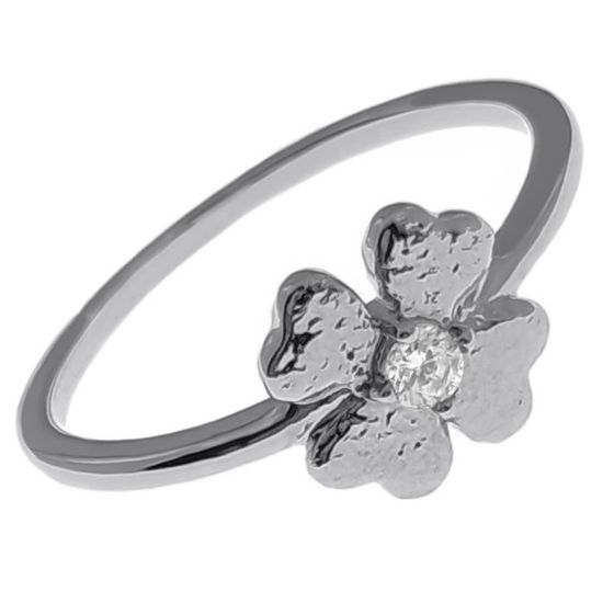 Bague Trèfle en Argent 925 rhodié et Oxyde de zirconium Argentée