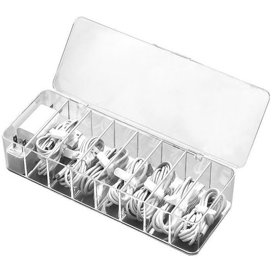 Organiseur Câbles Voyage - Pochette Silicone 5 Compartiments, Anti-Décoloration - Pour Câbles, Écouteurs, Adaptateurs