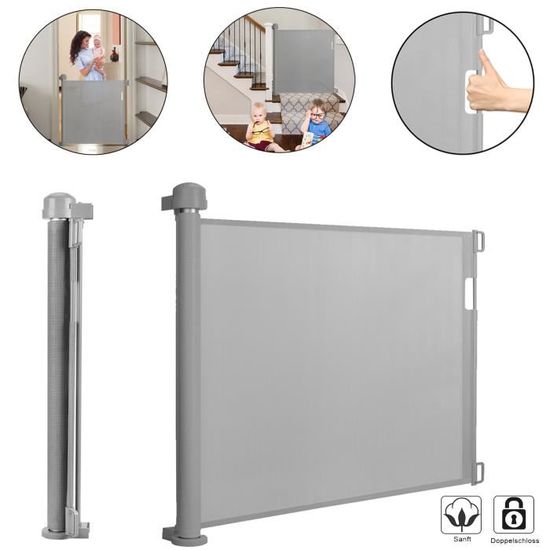 Barrière De Sécurité Rétractable Pour Bébés Et Chiens - 130/110 X 78 Cm - Installation Sans Perçage, Pour Escaliers Et Portes - 4