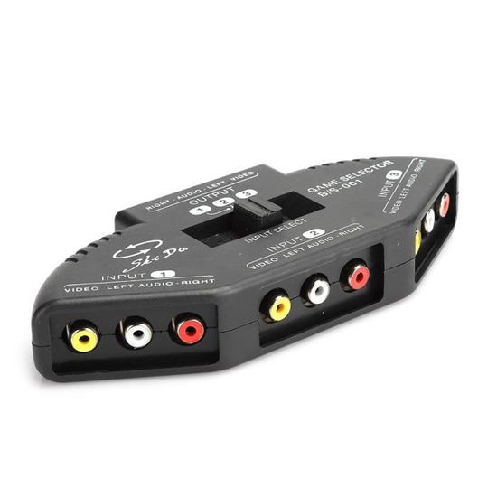 Sélecteur RCA BolAAzuL – 3 Entrées / 1 Sortie – Commutateur AV Composant Vidéo