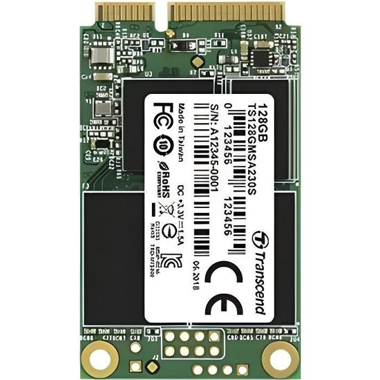 Transcend mSATA SSD 230S 64GB, 64 Go, mSATA, Série ATA III, 550 Mo-s, 6 Gbit-s