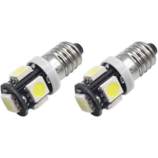 YM E-Bright 10x 12V White E10 LED 5SMD 5050 Bulbs – Mini Screw Base – 0.6W 10000K