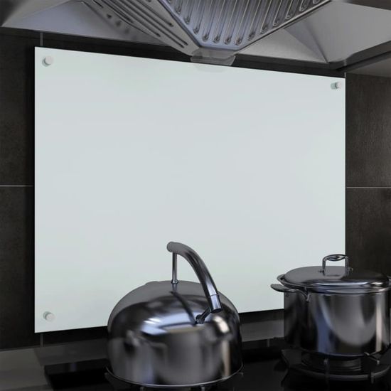 374834Haut de gamme® Dosseret de cuisine Crédence Cuisine - FOND DE HOTTE - Blanc 80 x 60 cm Verre trempé