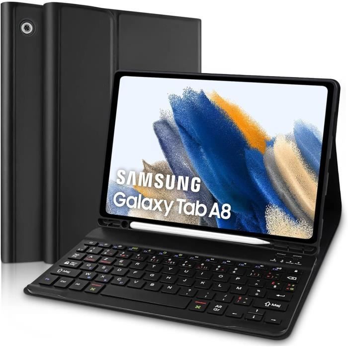 Coque Clavier, Français AZERTY Tablette Samsung Tab A8 10.5 2021 (SM-X200- X205- X207), Connecté par Bluetooth (Stylet Non.[Z435]