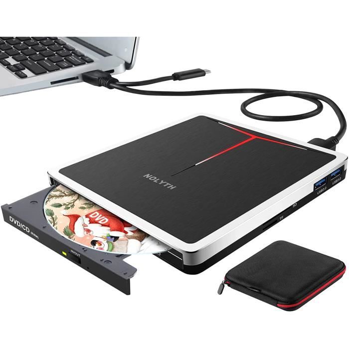 Lecteur cd dvd externe,usb 3.0 usb c portable graveur dvd externe cd rom pour mac macbook laptop