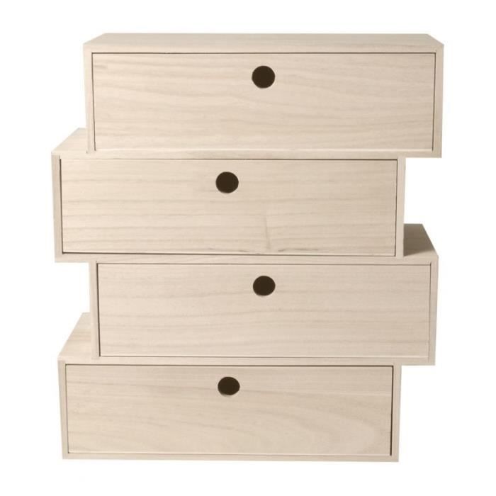 Bloc 4 tiroirs en bois 'Artemio' 34 x 15 x 38 cm