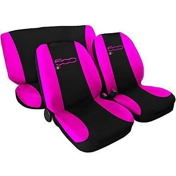 Lupex Shop 17239-01 Housse de siège deux-colorés pour Fiat 500 - noir fuchsia - Collection pour femme