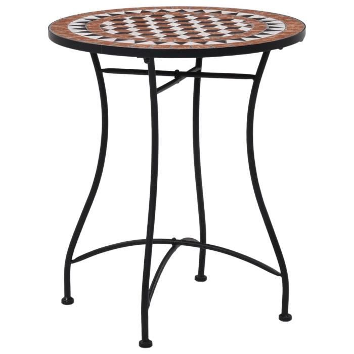 Table de bistro Table de jardin - Table de bar mosaïque Marron 60 cm Céramique Super *185820
