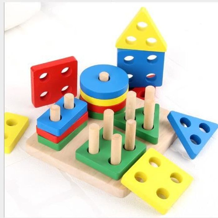 Cadeau d'anniversaire de Noël de Jouets éducatifs en Bois pour 1 2 3+ Ans Garçons Filles Toddler Shape Sorter Trier et empiler des