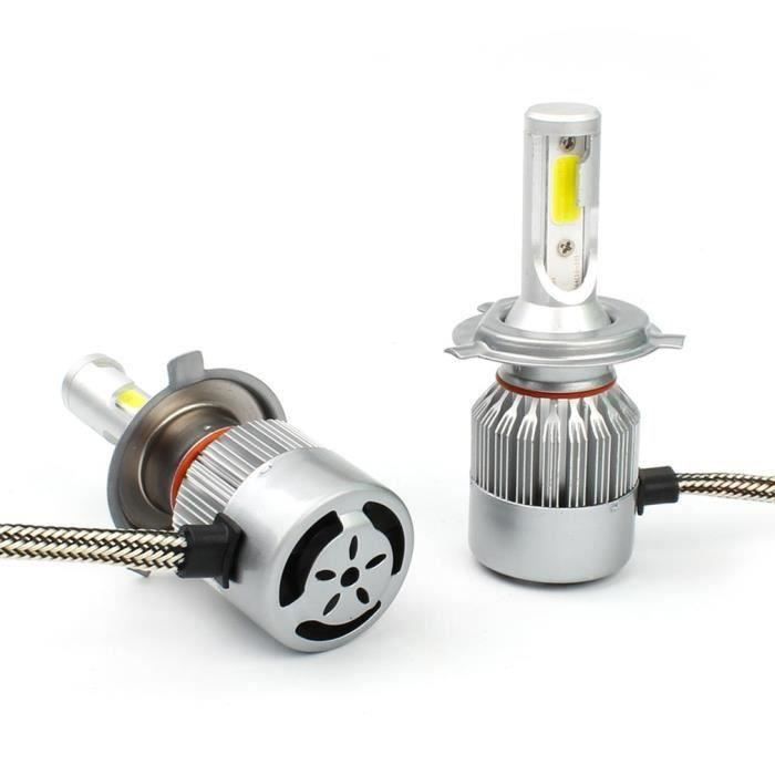 2pcs Phare de voiture LED COB C6 72W 7600LM 6500K kit de lampe de voiture H4 Dream2221