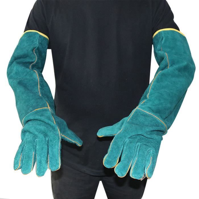 Gants de morsure de sécurité anti-morsure pour chien de capture chat chat reptile animal en cuir ultra long animaux saisissant Bleu