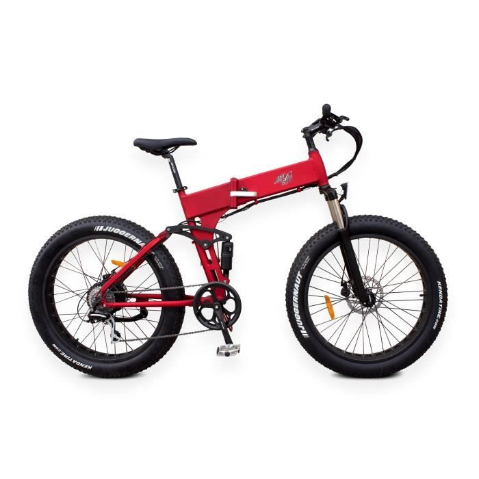 Raptor Fat - Rouge métallisé - 250W-12Ah - VTT Électrique Pliant Fat Bike Tout Suspendus