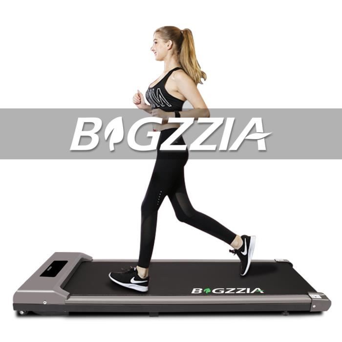 Bigzzia Tapis de course Portable - Motorisé 1-10 Km/h, Vitesse Réglable, Écran LCD, Ultra Fin et Silencieux, Roues de Transport