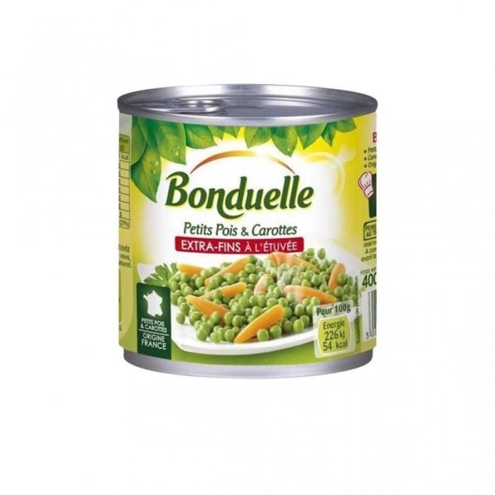 Bonduelle Petits Pois & Carottes Extra Fins à l’Etuvée 400g (lot de 10)