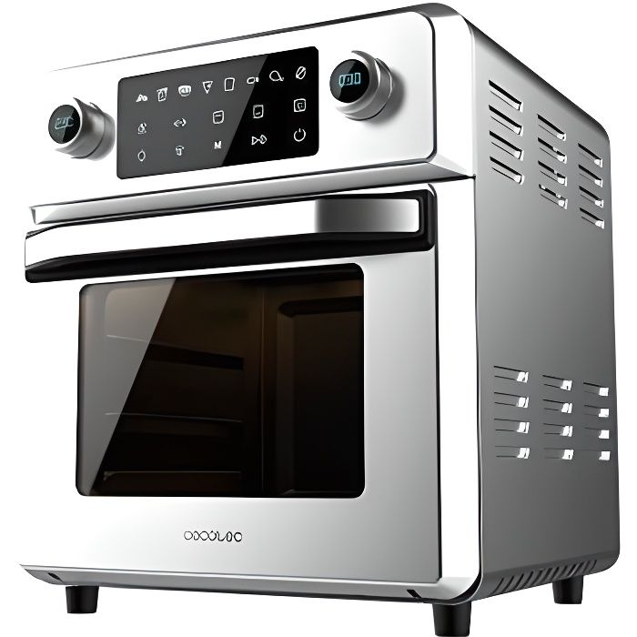 Cecotec Bake&Fry 1400 Steel Touch Mini-four friteuse à air chaud, cuisson par convection, 14 litres de capacité et 1700 W.
