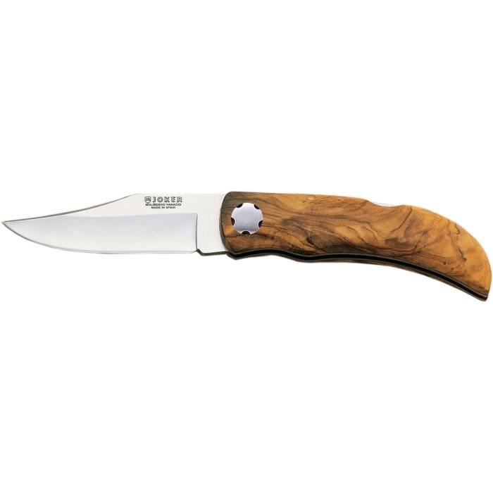 Couteau de chasse Joker Torcaz avec poignées en bois d'olivier, feuille MOVA 9cm, 115gr, NO64 + carte cadeau polyvalente