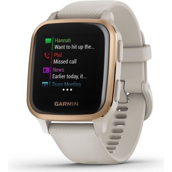 GARMIN Venu Sq Edition Musique - Light Sand/Rose Gold - Montre GPS de sport connectée santé et bien-être