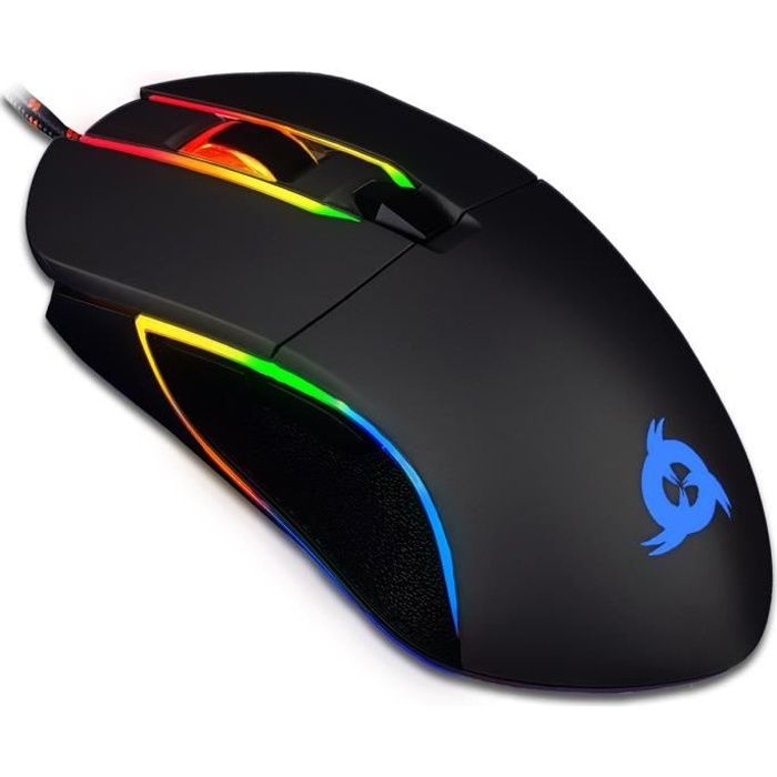 KLIM Aim Souris Gamer RGB 7000 DPI - Souris Ambidextre Ergonomique RGB Chroma pour Ordinateur - Souris PS4, PC Portable et de Bureau