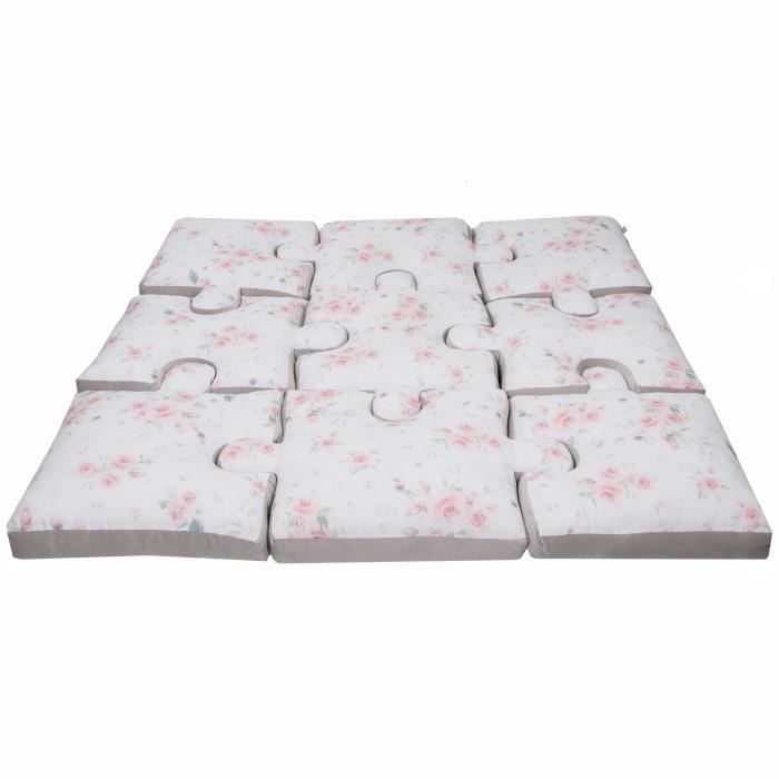 Tapis de jeu LULANDO Art Collection, 145 cm x 145 cm x 9 cm (+/- 2 cm), set de 9 oreillers, matériaux de haute qualité, 100 % coton