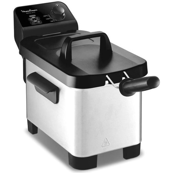 MOULINEX AM331020 Friteuse à huile semi-professionnelle, 3L, 1.2 kg de frites, Chauffe rapide, Température réglable, Easy Pro, Métal
