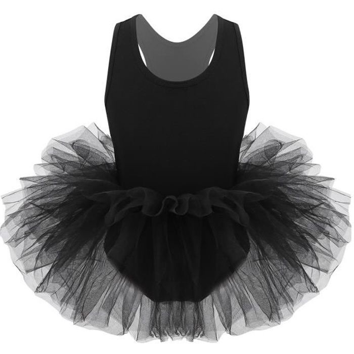 Enfant Fille Tutu Danse Classique Ballet Tulle Bodysuit Jumpsuit Dancewear 2-8 Ans Noir