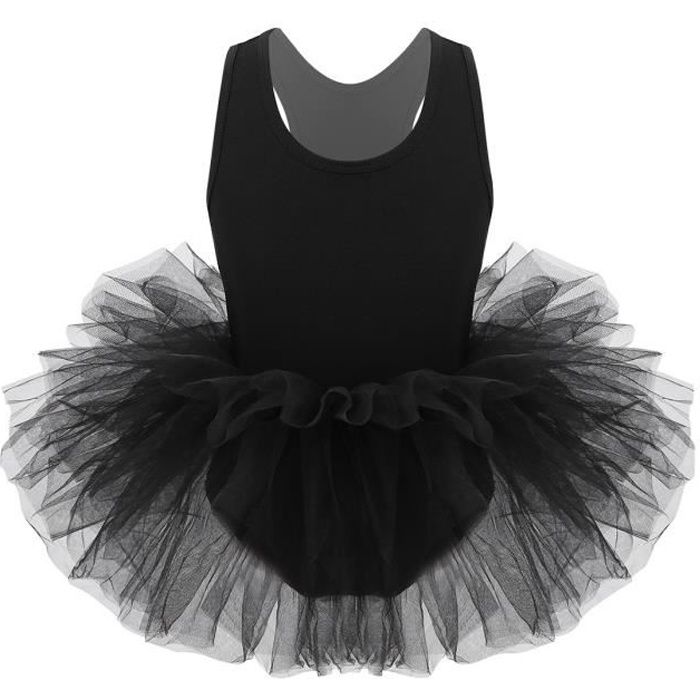 Enfant Fille Tutu Danse Classique Ballet Tulle Bodysuit Jumpsuit Dancewear 2-8 Ans Noir
