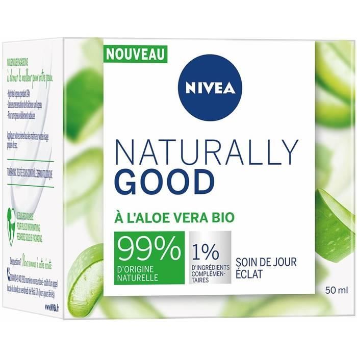 LOT DE 3 - NIVEA Naturally Good Crème visage hydratante à l'Aloe vera bio 50 ml