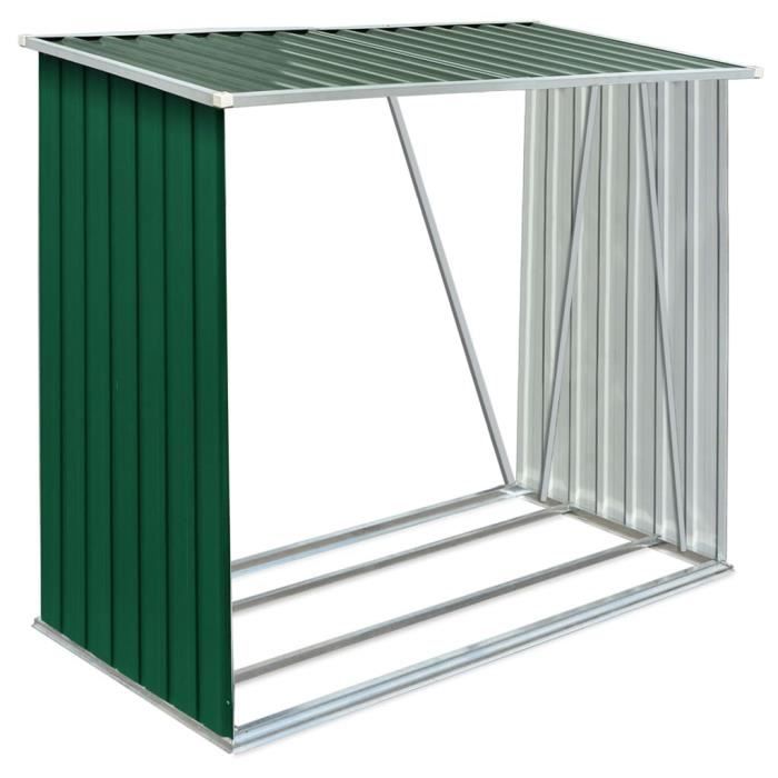 Omabeta - Accessoires pour range-bûches|porte-bûches - Abri de stockage de bois Acier galvanisé 163x83x154 cm Vert HB12670