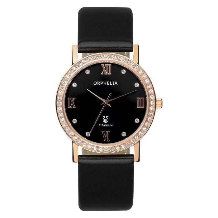 ORPHELIA - Montre Femmes - Quartz - Analogique - Bracelet en Cuir - Noir - 122-1724-44