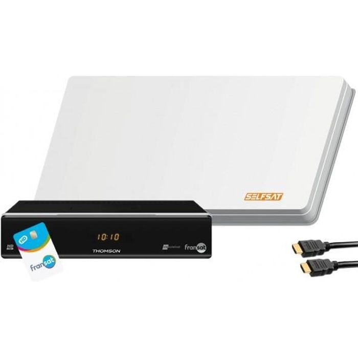 KIT Parabole plate Selfsat H30D + Récepteur THOMSON THS 805 HD + Carte FRANSAT (satellite EUTELSAT 5W)