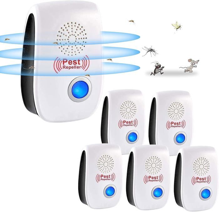 Répulsif Ultrason 6 Pack - Anti Souris, Rats, Cafards, Moustiques - Couverture 100m² - Sans Produit Chimique - 12