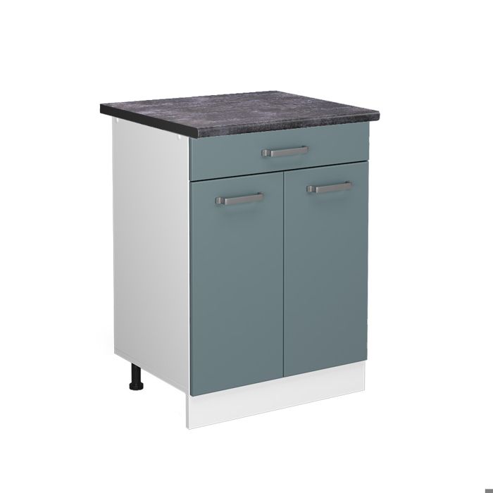 Meuble cuisine R-Line 60cm avec tiroir PT Anthracite Bleu-gris/Blanc Vicco 46981