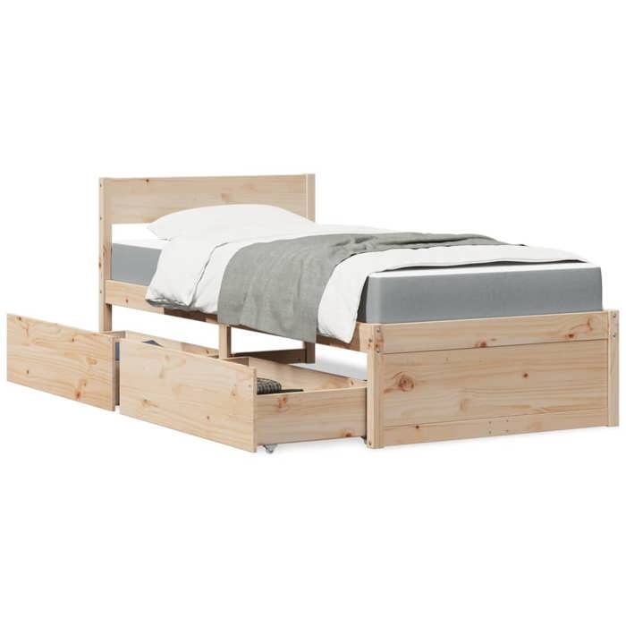 vidaXL Lit avec tiroirs et matelas 90x190 cm bois massif de pin 3281919