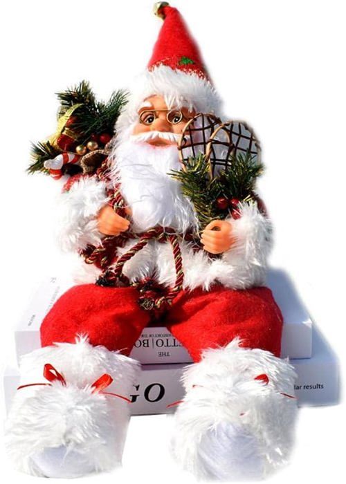 Décoration de Noël en forme de Père Noël assis - AUCUNE - 57 cm - Pour lintérieur et lextérieur - Rouge