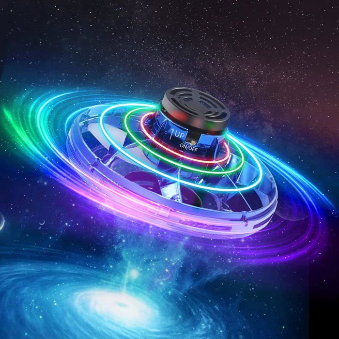 Ufo Mini Drone Balle Volante Oscillante Flying Ball Spinner Avec Led Toupie Volant Rotation À 360 ° Pour Enfant Et Adulte Bleu