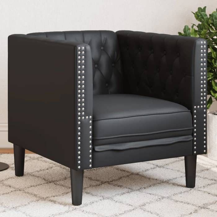 vidaXL Fauteuil Chesterfield noir similicuir chaise de canapé canapé simple fauteuil de baignoire fauteuil canapé 372652