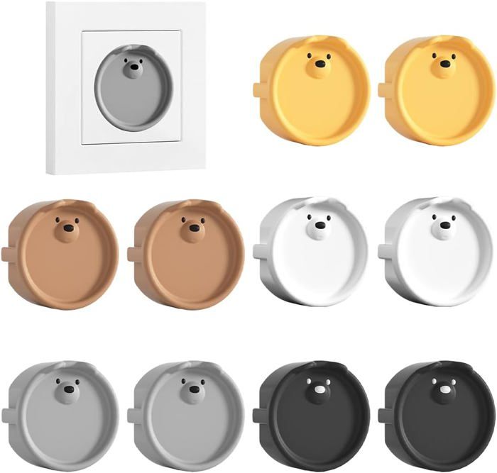 Lot De 10 Cache-Prises Bébé - Protection Sécurité Enfant Silicone Décoratif Animaux - Anti-Choc Électrique Et Poussière